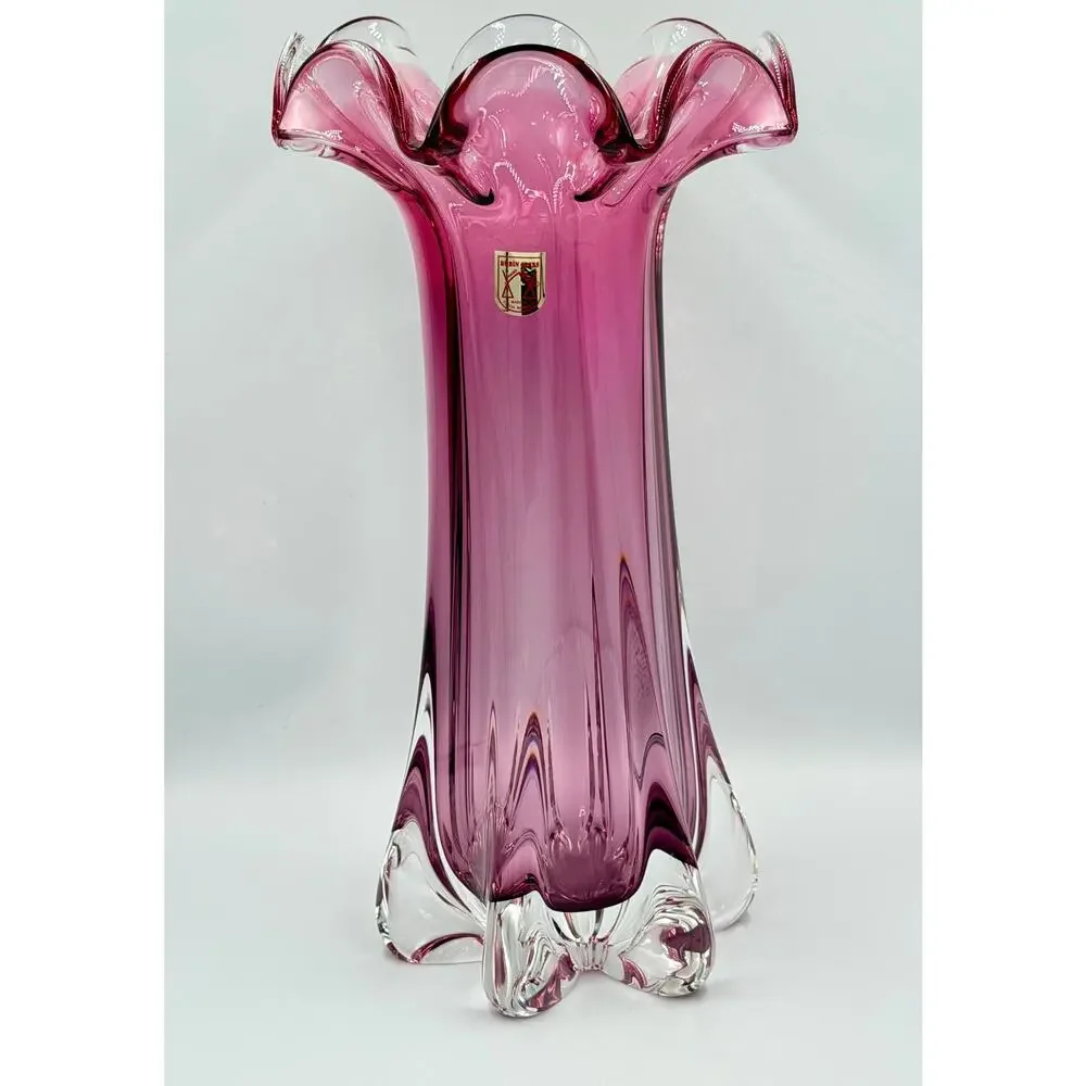 Mid-Century Czech Art Glass Vase, Josef Hospodka, Chřibská (Rubin glass) 1960s